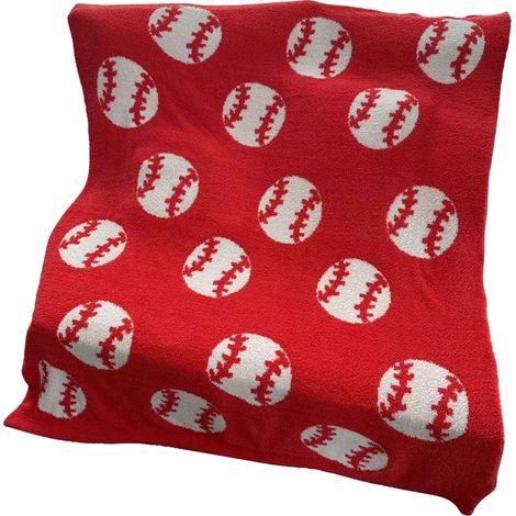 Plaid motif baseball, tricot doux, 127x152 cm, rouge, léger et respirant pour canapé ou lit (1/5)