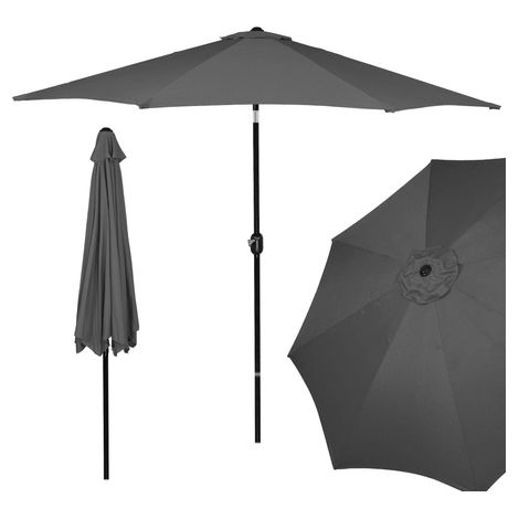 Parasole da giardino pieghevole da 300 cm per un grande balcone, colore grigio scuro.