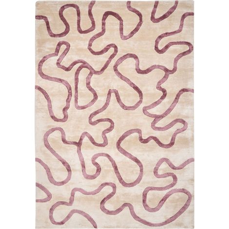 Tappeto in viscosa e cotone a pelo corto beige e rosa 160 x 230 cm Kappar (1/5)