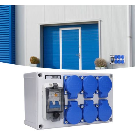 Boîte de Prise Murale ABS Étanche 6 Positions, Prises Allemandes avec Interrupteur pour Jardin 200‑250V (1/5)