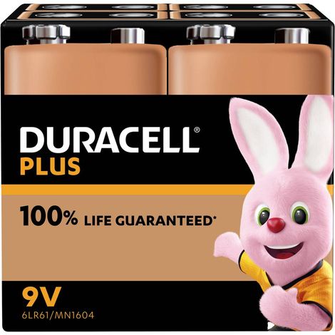 Duracell – Pile alcaline 9V 6LR61 – Lot de 4 – Durée de vie prolongée pour appareils à consommation régulière – Non rechargeable