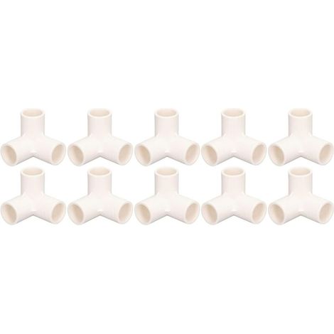 Raccords de tuyauterie à 3 voies Connecteur coudé en plastique PVC 25 mm diamètre intérieur pour conduites d'eau Connexions tente serre meubles 10 pièces Durable haute (Blanche) Blanche - (1/5)