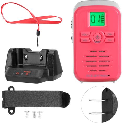 Mini radio FM ABS sans fil ultra-mince 400-470MHz étanche, talkie-walkie 2 voies rouge, prise US 110-240V Q3 (1/5)