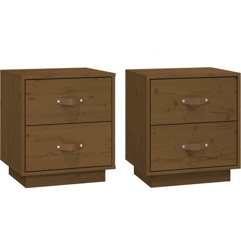 Maison Exclusive - Comodini 2 pz Ambrati 40x34x45 cm in Legno Massello di Pino (1/5)
