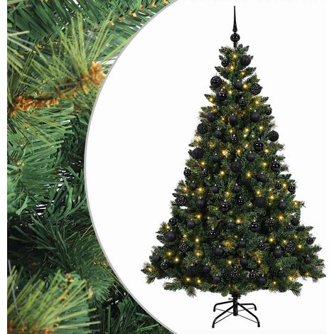 Sapin de Noël Artificiel 240 cm Arbre Lumineux avec Boules et 300 LED Blanc Chaud Vert, 19.43kg (1/5)