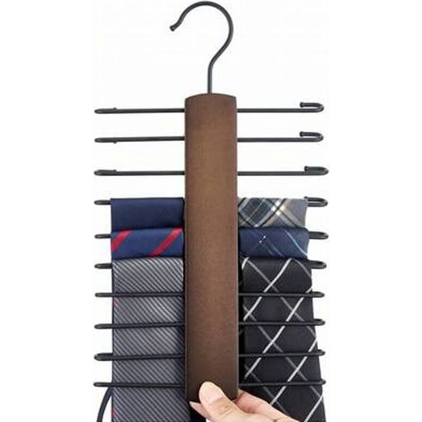 Porte - vêtements, porte - cravate pour hommes, 20 crochets, pour cravate, écharpe, 360 degrés pivotant cintre, 1 pièce (1/5)