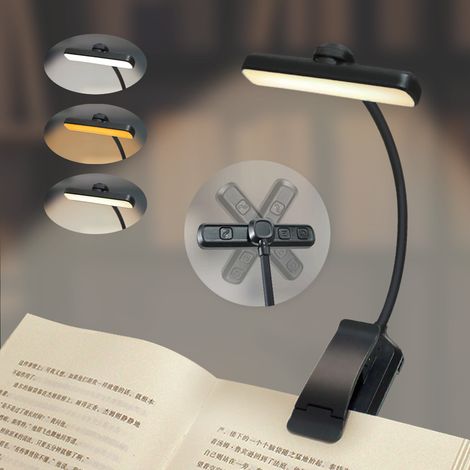[NEVER USED] Reading Light, Rechargeable Clip-on Reading Light, Eye Protection, Stepless Dimming & 3 Colors (Amber/White/Mixed), 360° Flexible Neck, Long Lasting, Portable for Reading in Bed