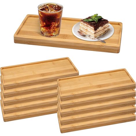 Lot de 10 Plateaux en Bambou 28x10 cm, Rectangulaires avec Rebord, pour Fromage, Charcuterie et Apéritif (1/5)