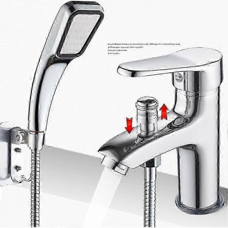 Robinet mitigeur eau chaude/eau froide avec pommeau de douche, design monotrou pour salle de bain (1/4)