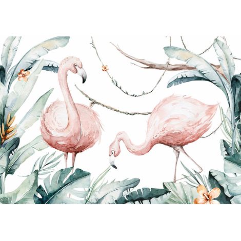Papier peint panoramique Enfants - Flamants Roses - 325 cm x 226 cm (1/2)