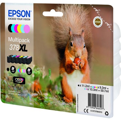 Epson Squirrel 378XL cartouche d'encre 1 pièce(s) Original Rendement élevé (XL) Noir, Cyan, Cyan clair, Magenta, Magenta clair, Jaune (1/3)