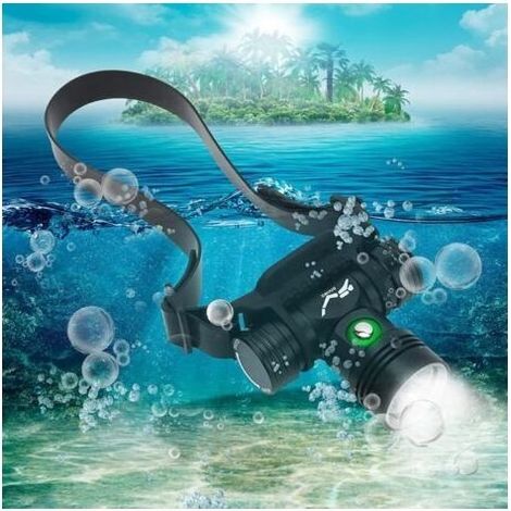 Lampe frontale de plongée LED 10000 lumens – Étanche IPX8 jusqu'à 60m – 3 modes d'éclairage – Rechargeable – Lampe torche haute luminosité (1/5)