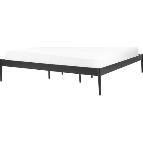 Cama con somier de metal negro 180 x 200 cm listones industrial Vaurs