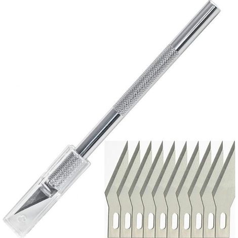 Couteau de Précision,Couteau à graver,Couteau,pour Loisirs Créatifs,1 pièce, y compris 20 lames de rechange,Hobby Couteau-Ywey (1/4)