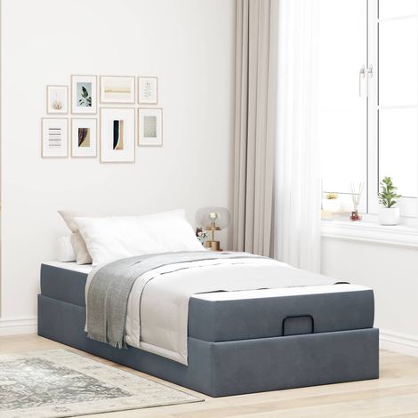 Estructura de cama Gris oscuro 90 x 190 cm Terciopelo