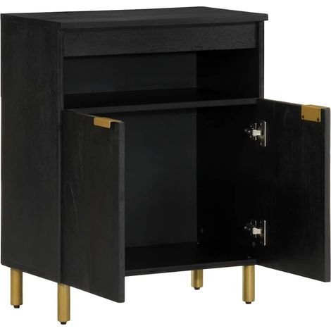 Buffet Meuble de rangement noir 60x33x75 cm bois d'ingénierie (1/5)