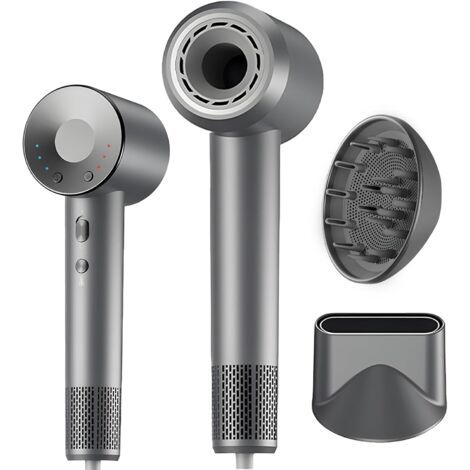 Sèche-cheveux 160 000 tr/min, 500 Millions d'ions Négatifs, Silencieux (55 dB) - Sèche-Cheveux Professionnel avec Diffuseur et Embout Magnétique - Sèche-cheveux à Séchage Rapide
