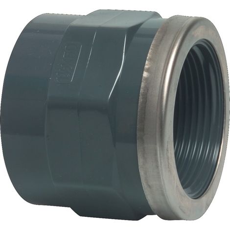 Mega Gewindemuffe PVC-U 25 mm x 3/4 Zoll Klebemuffe x Innengewinde verstärkt 16 bar, grau (1/2)