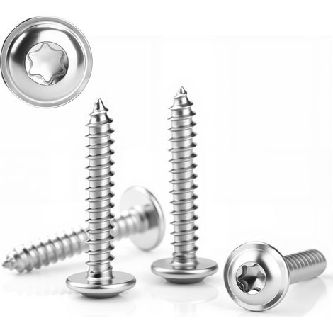 80 pièces de vis à tôle en acier inoxydable M3x20mm, vis à tête bombée, vis à tête plate pour bois avec disque, vis autotaraudeuses Torx A2 V2A entièrement filetées (argent) (1/5)