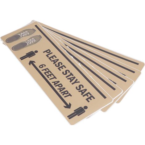 Lot de 2 autocollants de sol pour la signalisation de distance de sécurité, marquage d'avertissement pour magasin, hôpital, école B004 (1/5)