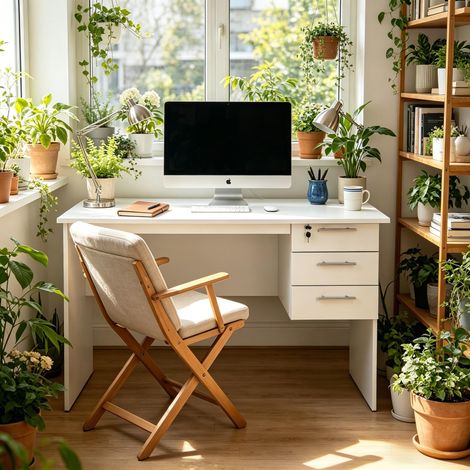 Massivholz-Schreibtisch – ergonomischer Arbeitsplatz für Computer, Gaming und Nähen – Standardmaße 120 × 60 × 75 cm