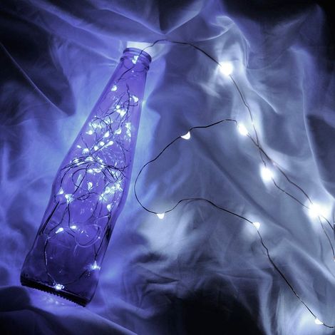 Catena luminosa led di Natale filo rame 100 micro led batteria 10MT luce fredda (1/3)