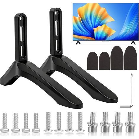 Tisch-TV-Ständer, universell für 32–65 Zoll LCD-LED-Bildschirme, TV-Füße, Universalhalterung mit Schrauben, Schwarz (1/5)