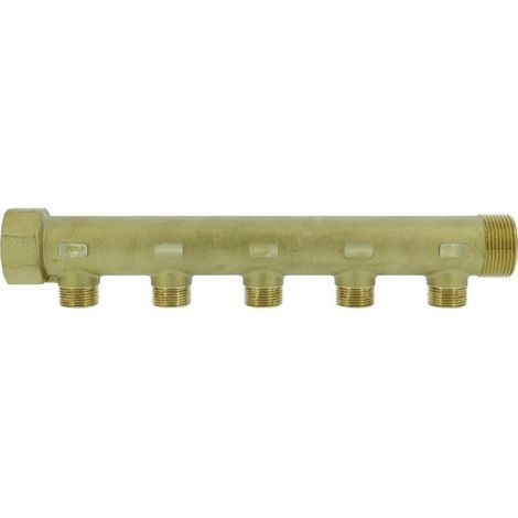 Collecteur de distribution laiton 1"1/4 5 sorties 3/4" à portée plate certifié ACS chauffage et sanitaire - THERMADOR COLC335P