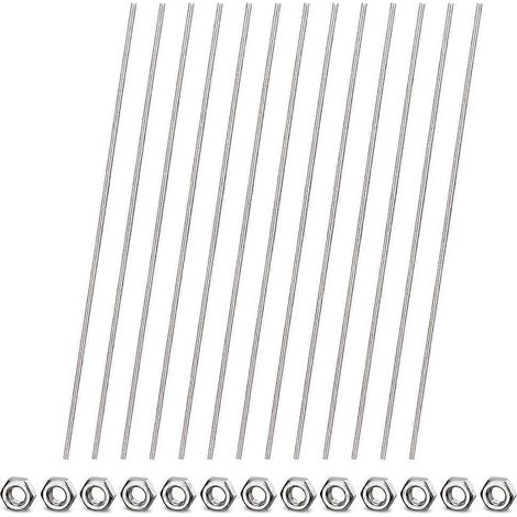 26 tiges filetées 8/32 pouces et écrous hexagonaux, tige entièrement filetée M4 en acier inoxydable de 12 pouces pour piquets de jardin perlés (1/5)