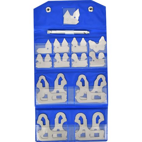 Jeu de 17 jauges de rayon en acier inoxydable, échelle fractionnaire 1/64 à 1/2 pouce, avec support (1/5)
