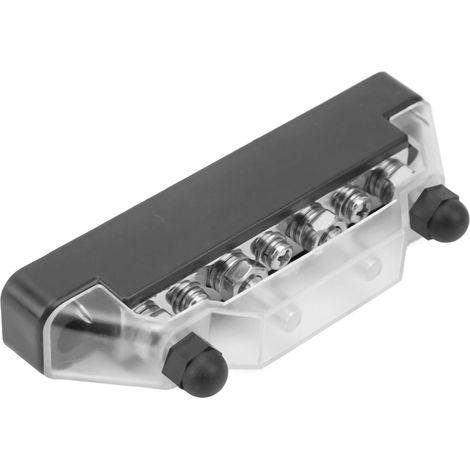 Bloc de distribution électrique 48 V 150 A à 4 bornes avec barre omnibus à 7 voies et couvercle, adapté aux automobiles, camping-cars et navires, noir. (1/5)