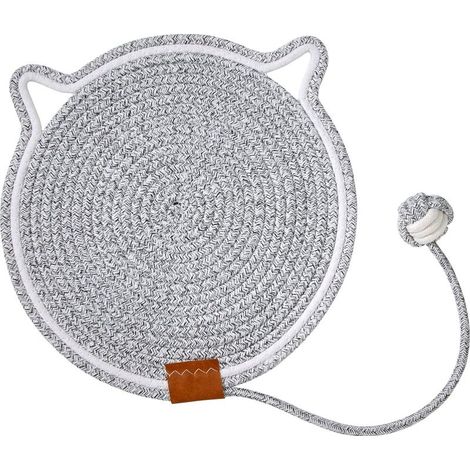 (Gris)Grattoir pour Chat Mural Tapis à Gratter Ronde Grattoir à Chat avec Jouet Balle Protection Meubles & Jeux Actifs (1/5)