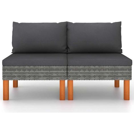 Maison Exclusive - Divani Centrali 2 pz Polyrattan e Legno Massello di Eucalipto (1/5)