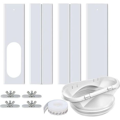 Lot de 4 Kit Calfeutrage Climatiseur Mobile, Joint Porte Fenetre Climatiseur Mobile, avec Interface Plate de 13 cm et Autocollant Coupe-vent, Joint de Fenêtre 400 CM pour Climatisation Mobile (1/5)