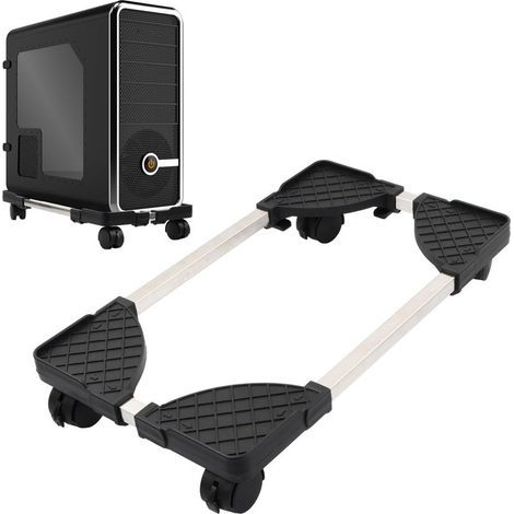 Support pour Unité Centrale, Support de Boîtier d'Ordinateur, Stand de CPU Mobile, Support Tour PC sous Bureau avec 4 Roues Verrouillables pour Processeur Gamer Réglable Noir 22-34 × 40-52cm (1/5)