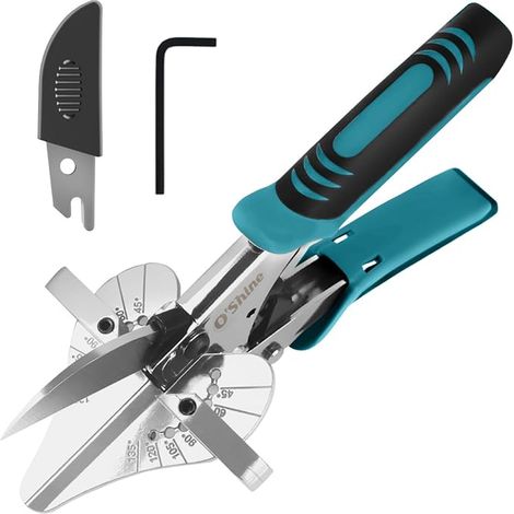 Multi-Angle Miter Scissors with Ratchet - 45-135° Miter Shears for Moulding, PVC and Wood - Racks System for - with 1 Spare Blade (1/5)