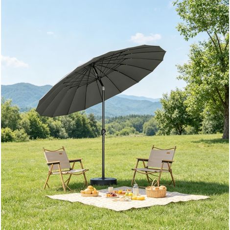 Ombrellone da giardino in metallo e fibra di vetro grigio scuro Ø257 cm con inclinazione e manovella, senza base (1/5)