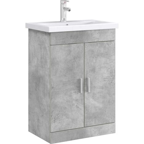 vidaXL Meuble sous lavabo de salle de bain Gris béton (1/3)