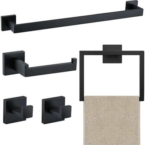 LOLLANDA Ensemble de 5 accessoires porte-serviettes Accessoires de salle de bainPorte-serviettes sans perçage  Barre à serviettes pour salle de bain (1/5)