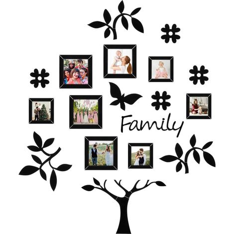 Adesivo per cornice portafoto a forma di piccolo albero 3D nero - Adesivo decorativo da parete per soggiorno - Decorazione da parete creativa e facile da applicare per personalizzare i tuoi interni (1/5)