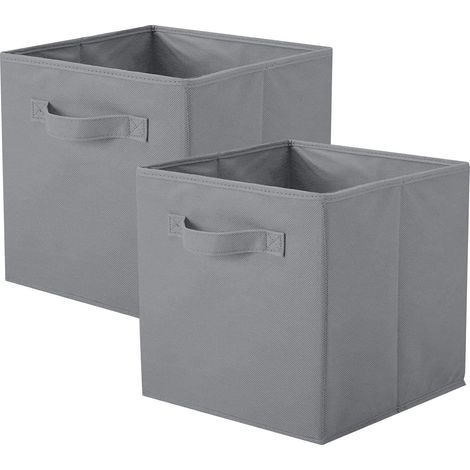 Scatole portaoggetti per armadi e giocattoli, scatole e cassetti portaoggetti pieghevoli in tessuto, set da 2 (grigio) (1/5)