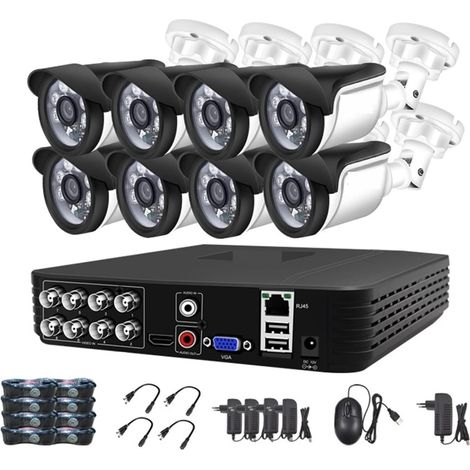 Système de caméra de sécurité à domicile Système de caméra de sécurité 5MP avec Kit de Surveillance vidéo par câble filaire 18M caméra de vidéosurveillance étanche intérieure extérieure 5 en 1 DVR ( S (1/5)