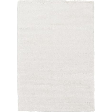 Tapis shaggy 80x150 blanc tissé rectangle motif uni AMORE 1