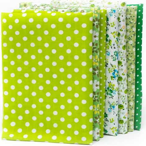 Lot de 7 coupons assortis de coton pour patchwork, tissu quilting DIY couture.