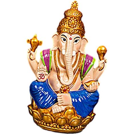 Statuette de Ganesh en résine, mini-figurine décorative pour bureau, chambre, bureau, étagère, maison.-Blue