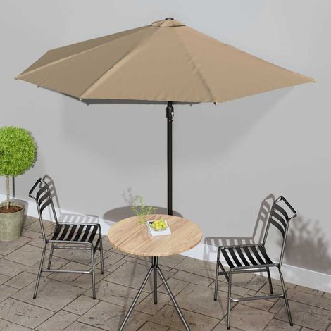 Parasol de balcon - Parasol de Jardin Parasol droit avec mât en aluminium Taupe 300x150 cm Demi BV751682 - BonneVie (1/5)