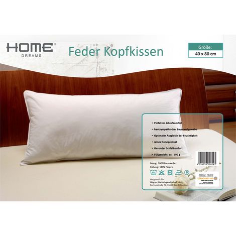 Federkopfkissen ca. 40x80cm Kissen Wohnen Schlafzimmer schlafen Betten comfort (1/2)