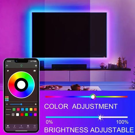 Ortviai Bande LED RGB 10 m avec Télécommande et Appli, 16 millions de couleurs, synchronisation musique et minuterie (1/4)
