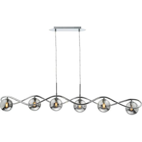 Dar Lysandra Suspension Lysandra à 6 lumières, chrome poli et verre fumé (1/5)