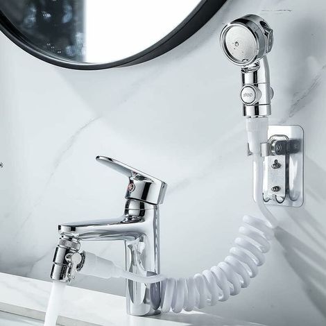 YMYNY Douchette pour lavabo de salle de bain, pommeau de douche universel, tube télescopique, parfait pour laver les cheveux ou nettoyer l'évier et le bidet (1/4)